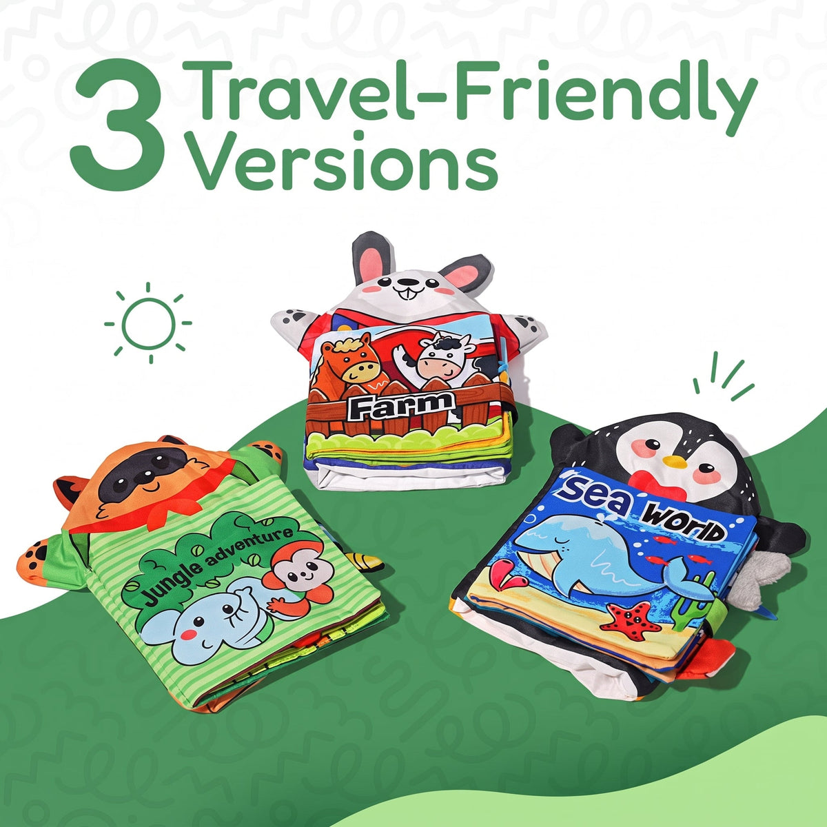 Baby Cloth Book with Jungle Animal Tail Design