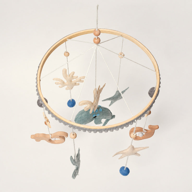 Baby Mobile Ocean Theme with Wooden Frame and Felt Sea Creatures