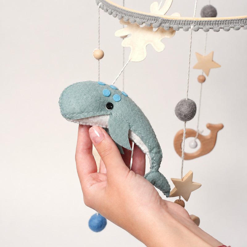Baby Mobile Ocean Theme with Wooden Frame and Felt Sea Creatures