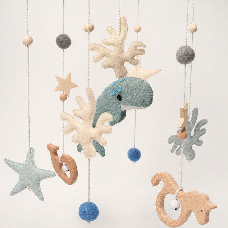 Baby Mobile Ocean Theme with Wooden Frame and Felt Sea Creatures