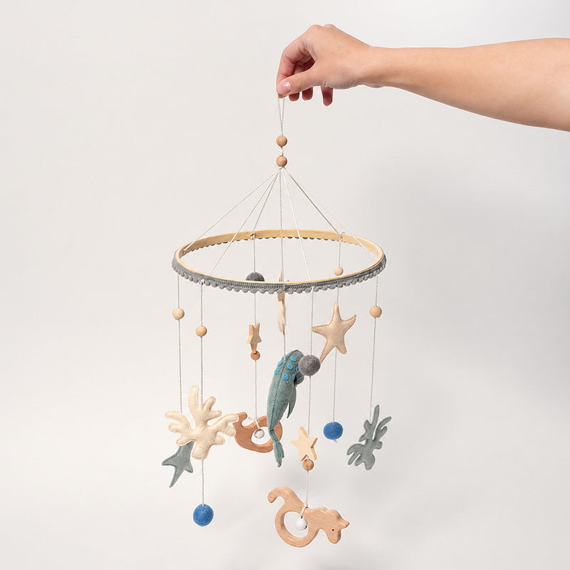 Baby Mobile Ocean Theme with Wooden Frame and Felt Sea Creatures