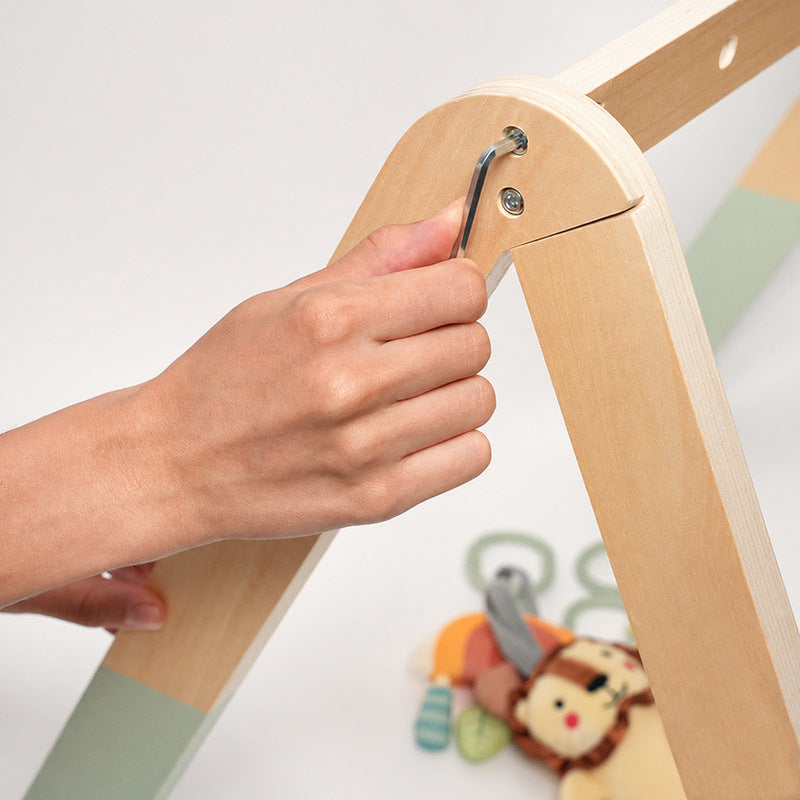Baby Play Gym with Wooden Arch and Hanging Toys