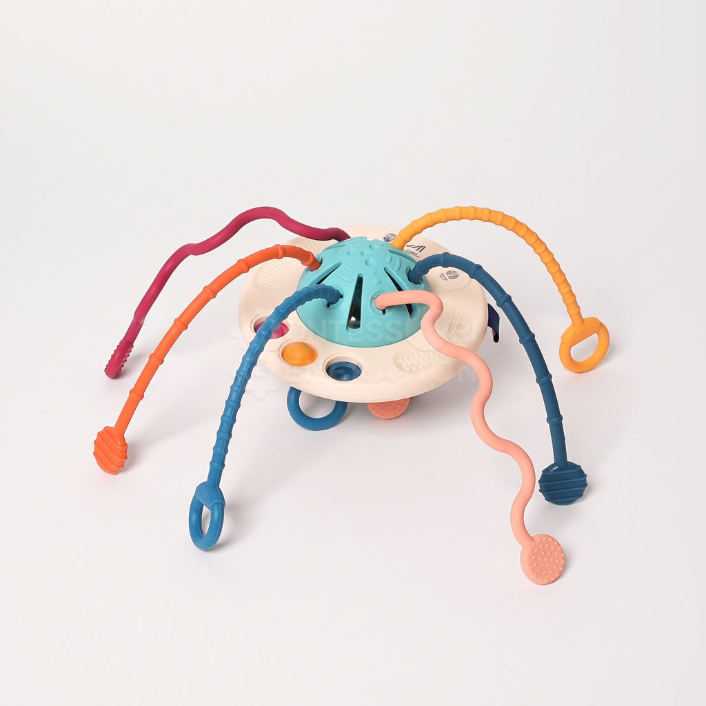 Baby Sensory Toy with Silicone Textures and Pull Cords