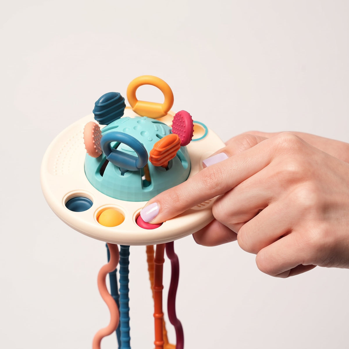 Baby Sensory Toy with Silicone Textures and Pull Cords