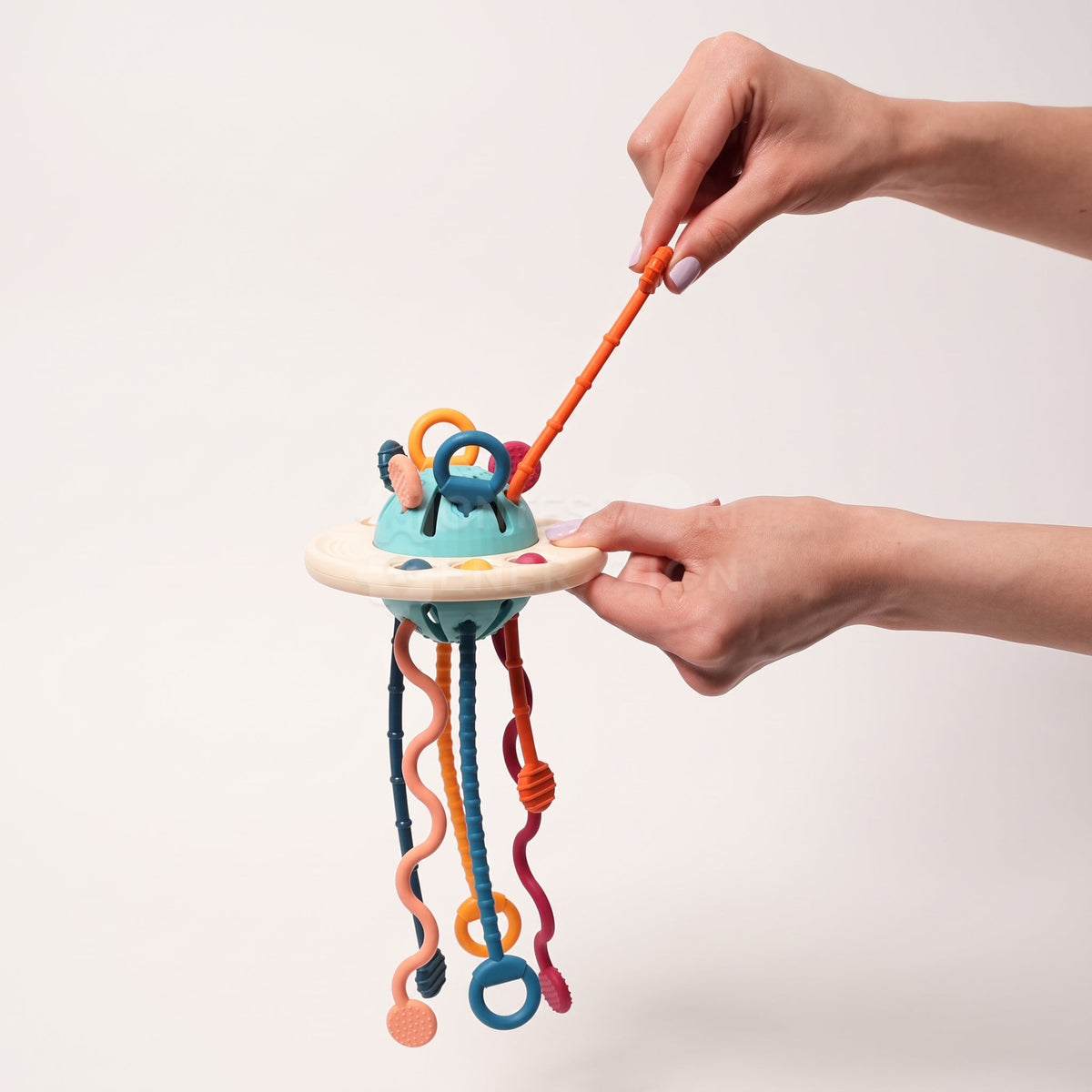 Baby Sensory Toy with Silicone Textures and Pull Cords
