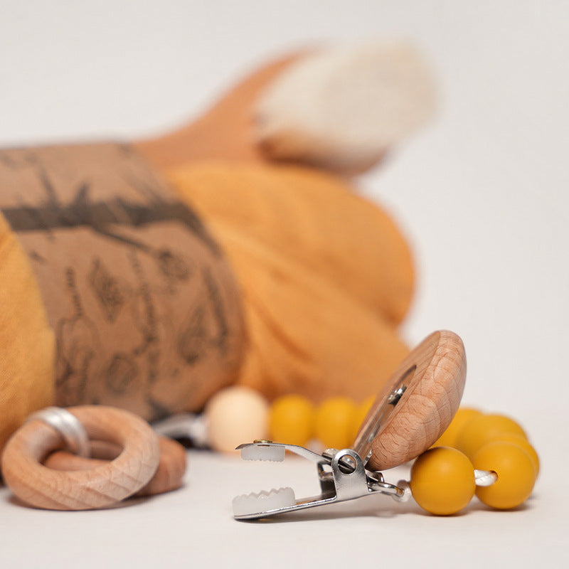 Baby Shower Gift Set with Natural Wooden Toys and Blanket