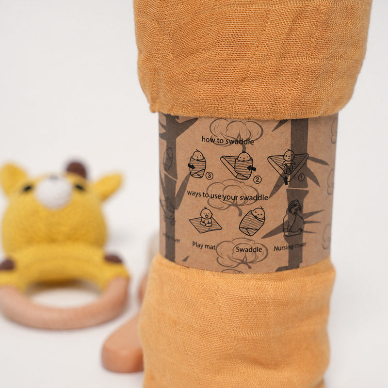 Baby Shower Gift Set with Natural Wooden Toys and Blanket