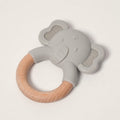 Baby Teething Toy with Wood Ring and Silicone Elephant