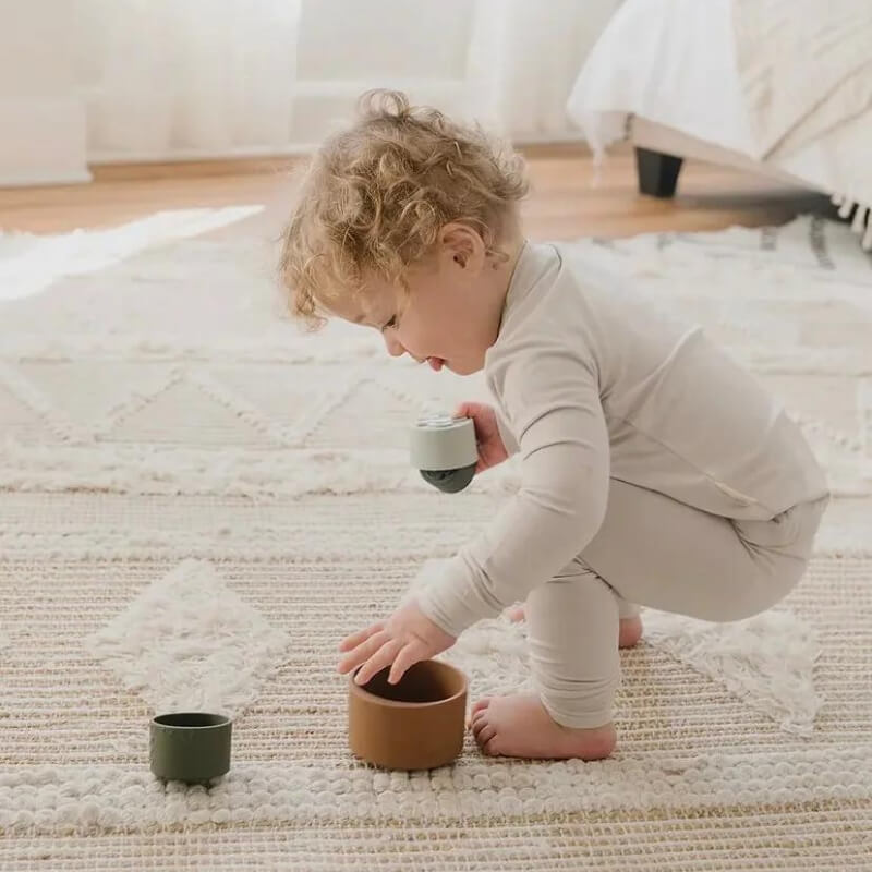 Silicone Stacking Cups Set with Textured Animals