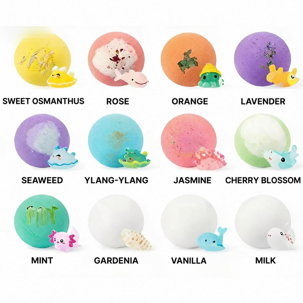 Bath Bombs for Kids with Ocean Toy Surprises (Set of 12)