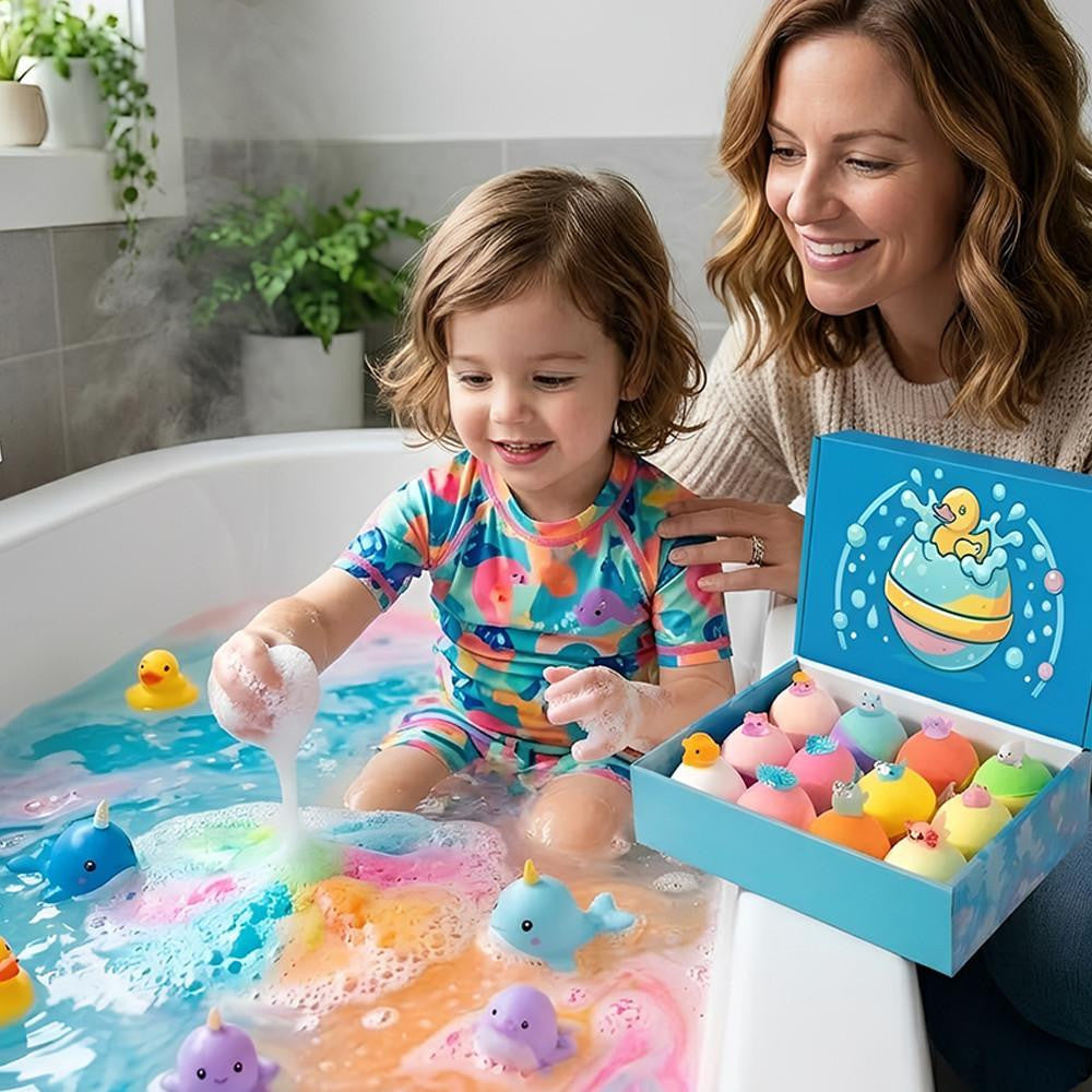 Bath Bombs for Kids with Ocean Toy Surprises (Set of 12)