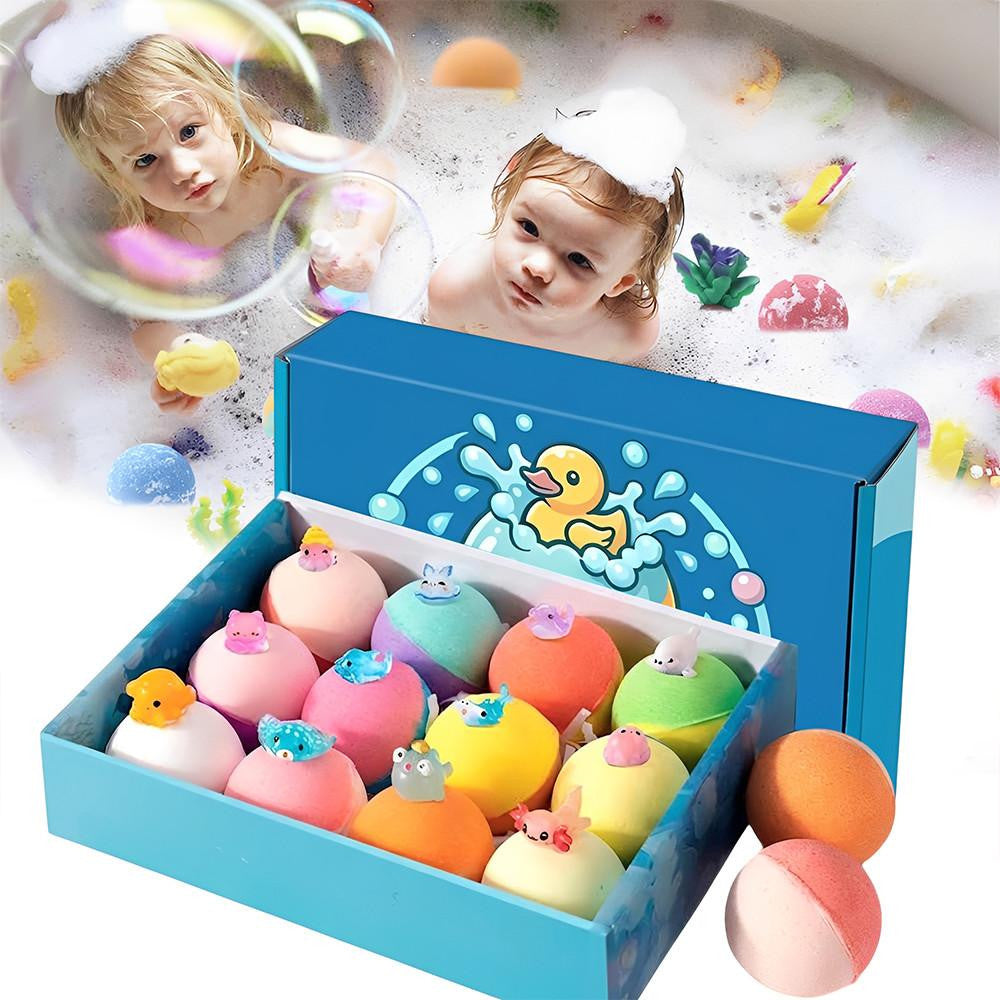 Bath Bombs for Kids with Ocean Toy Surprises (Set of 12)