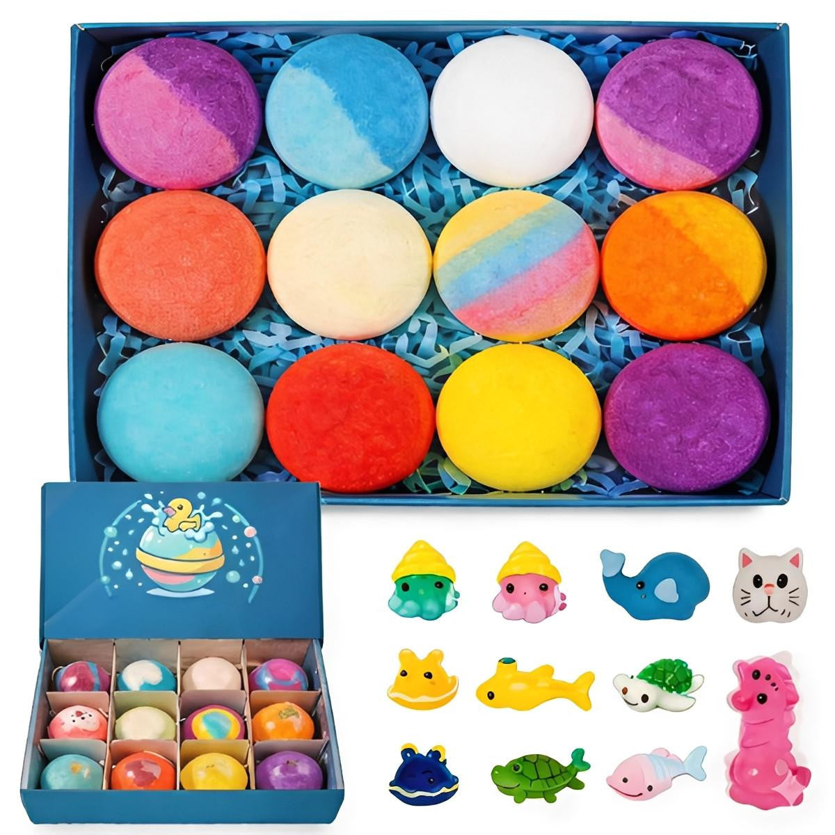 Bath Bombs for Kids with Ocean Toy Surprises (Set of 12)