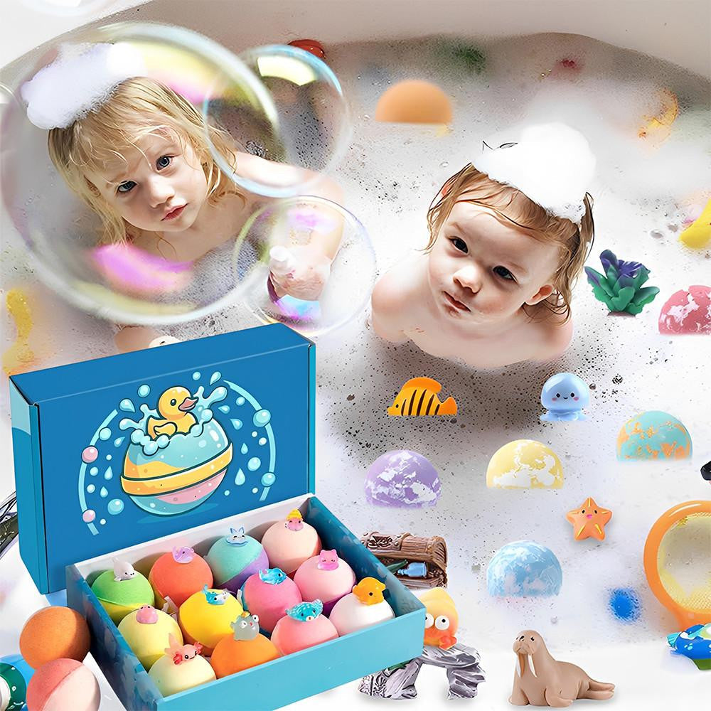 Bath Bombs for Kids with Ocean Toy Surprises (Set of 12)