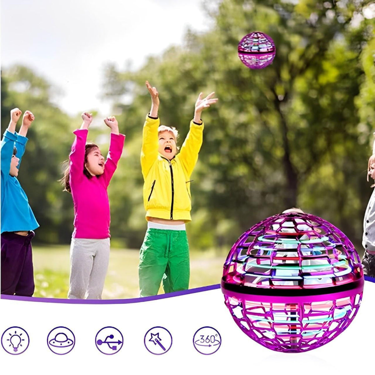 Flying Ball Toy with LED Lights and Hover Technology