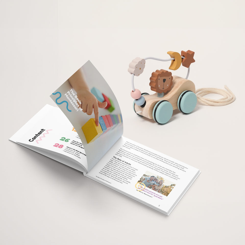Wooden Pull Toy with Lion and Activity Loop