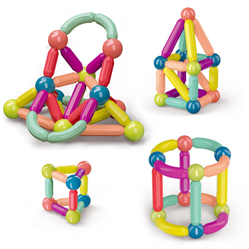 Magnetic Building Blocks Set with Colorful Bars and Balls