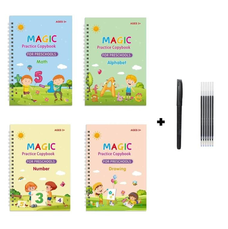 Reusable Magic Copybook with Pen and Refills for Preschoolers