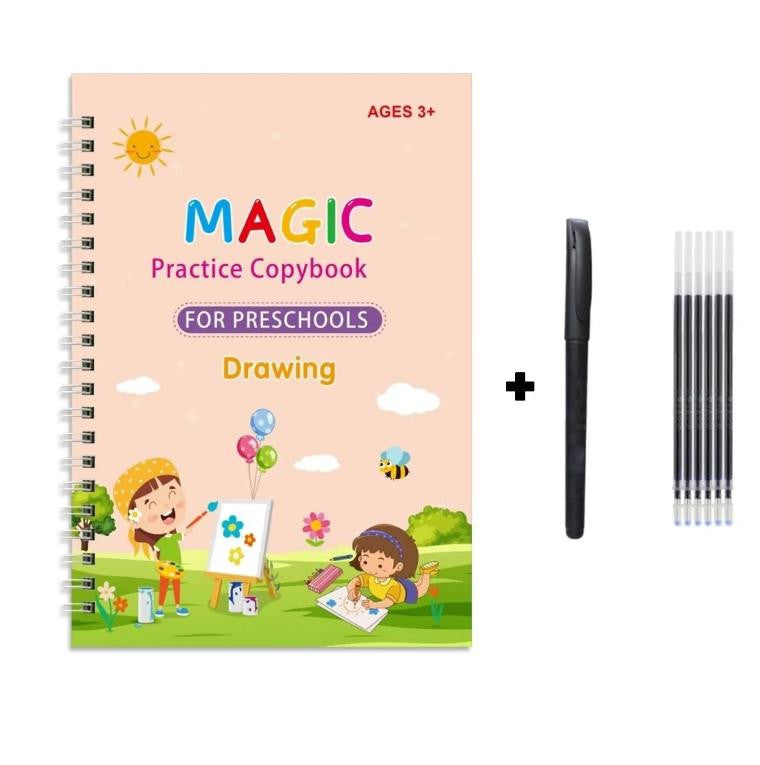 Reusable Magic Copybook with Pen and Refills for Preschoolers