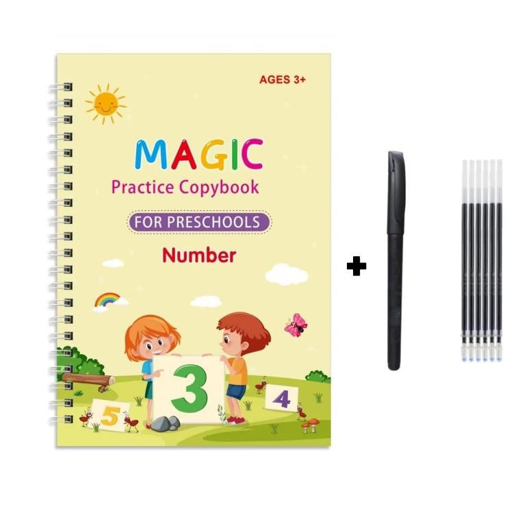 Reusable Magic Copybook with Pen and Refills for Preschoolers
