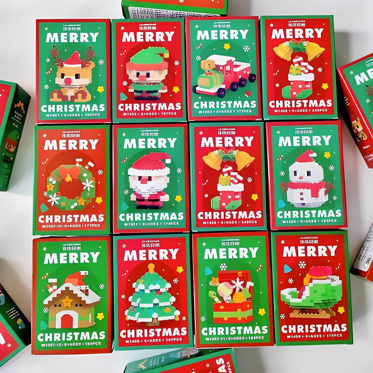 Christmas Advent Calendar Building Kit, 12 Mini Brick Models