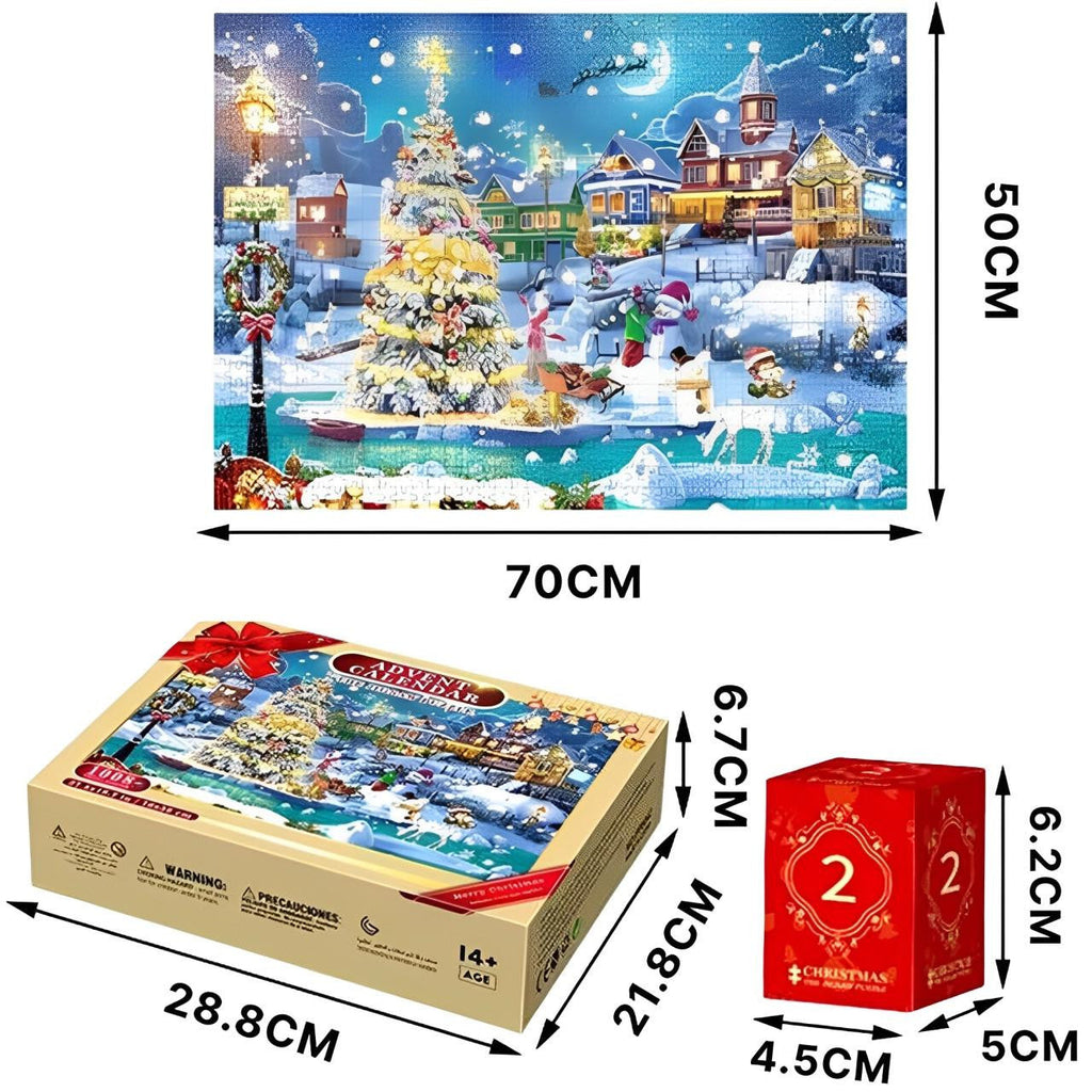 Advent Calendar Puzzle 1008 Pieces with Christmas Village Scene