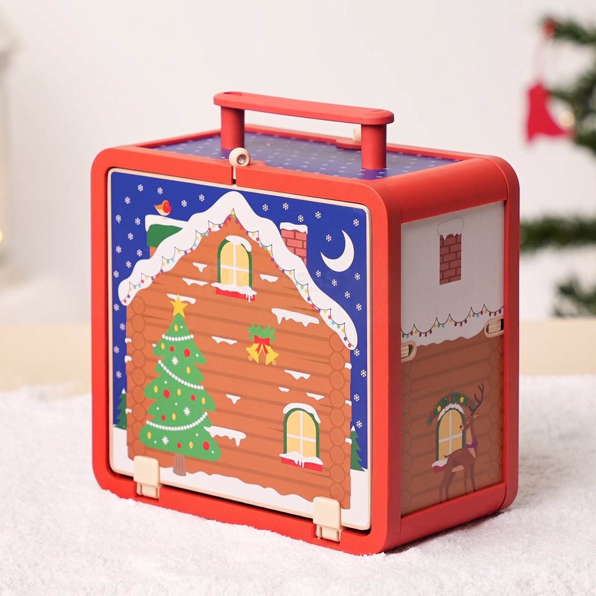 Christmas Dollhouse Toy, Foldable Santa's Workshop with Figurines