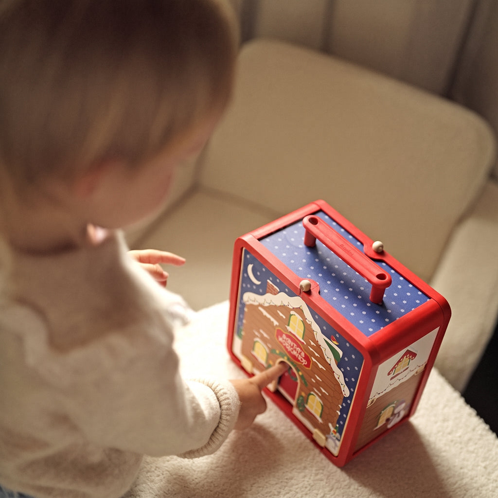 Christmas Dollhouse Toy, Foldable Santa's Workshop with Figurines