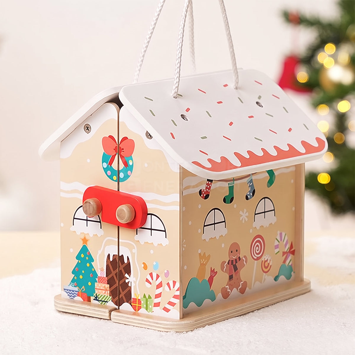 Christmas Dollhouse Toy, Foldable Santa's Workshop with Figurines