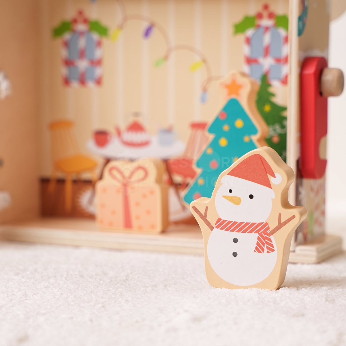 Christmas Dollhouse Toy, Foldable Santa's Workshop with Figurines