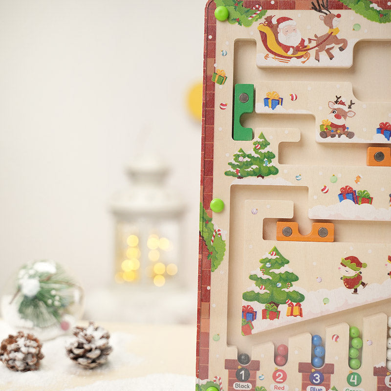 Christmas Magnetic Maze Board with Numbered Bead Paths