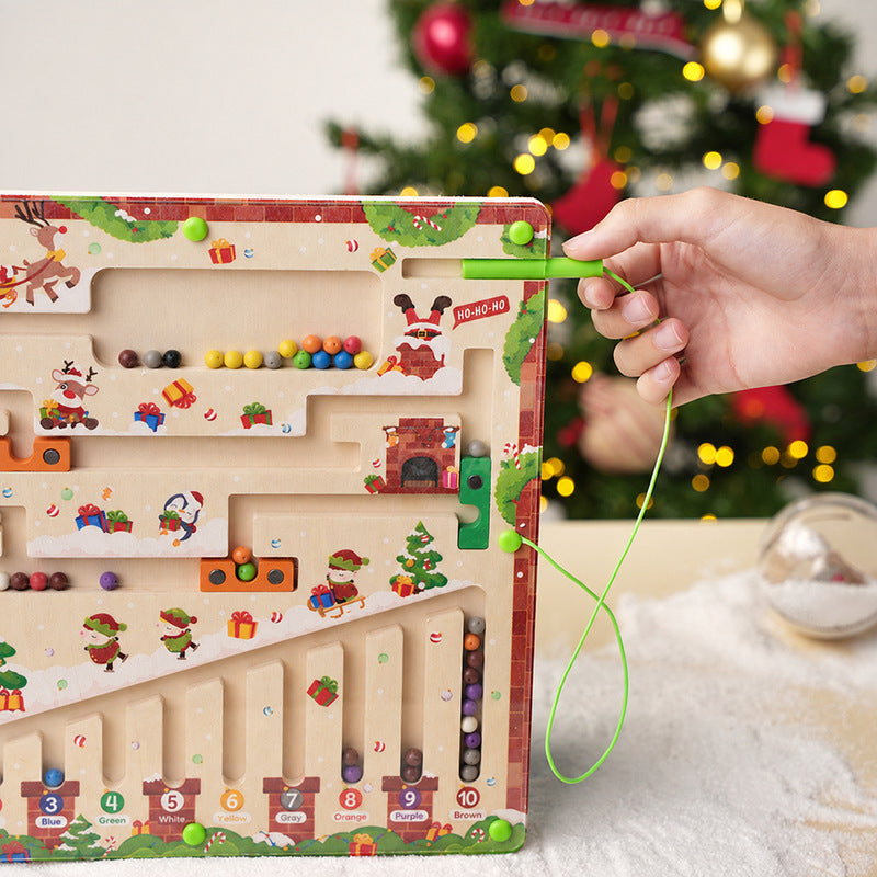 Christmas Magnetic Maze Board with Numbered Bead Paths