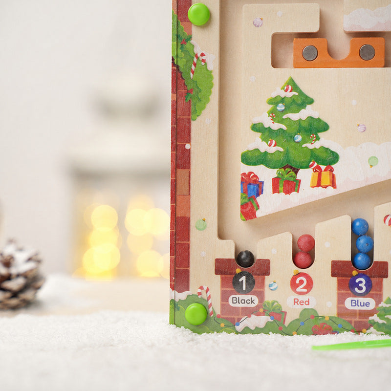 Christmas Magnetic Maze Board with Numbered Bead Paths
