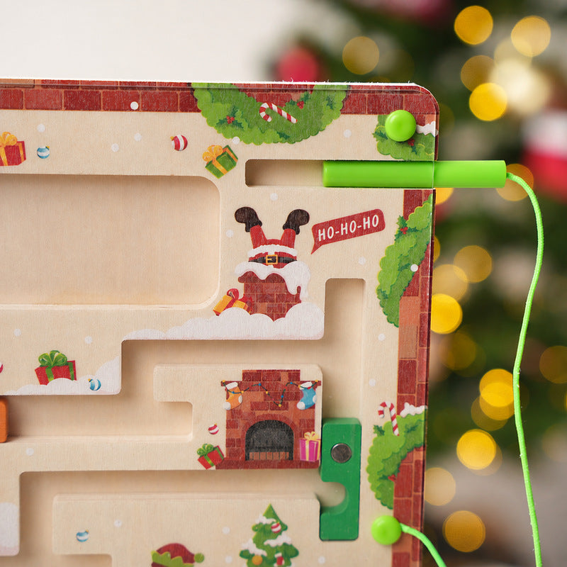 Christmas Magnetic Maze Board with Numbered Bead Paths
