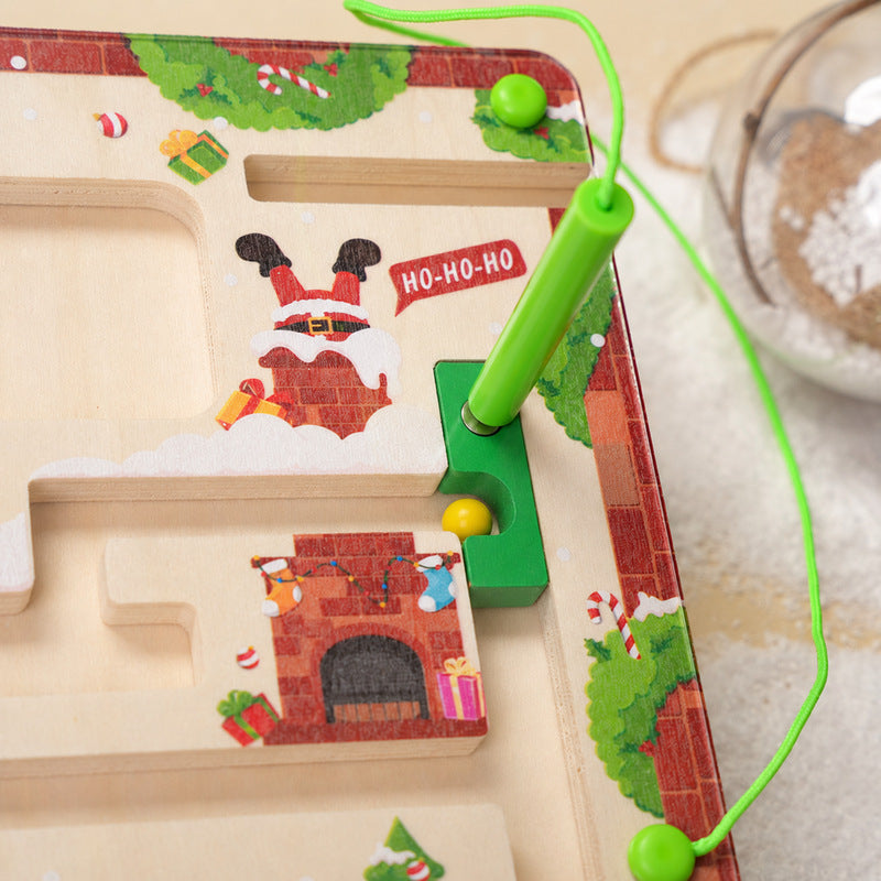 Christmas Magnetic Maze Board with Numbered Bead Paths