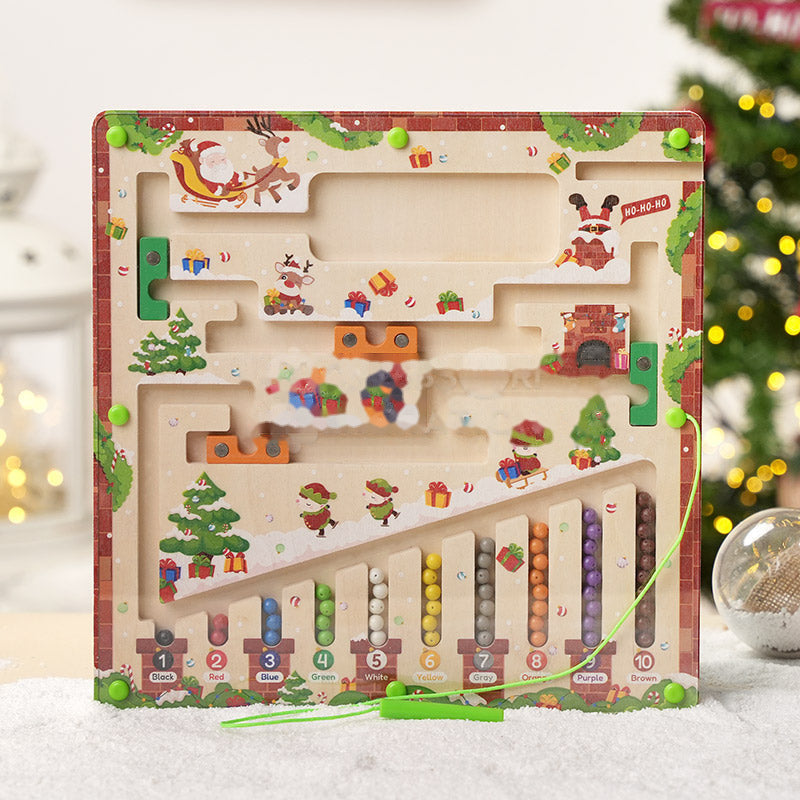 Christmas Magnetic Maze Board with Numbered Bead Paths