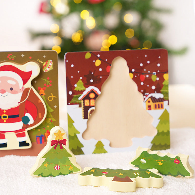 Christmas Wooden Puzzles, 3-Piece Toddler Set