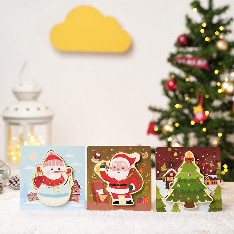 Christmas Wooden Puzzles, 3-Piece Toddler Set