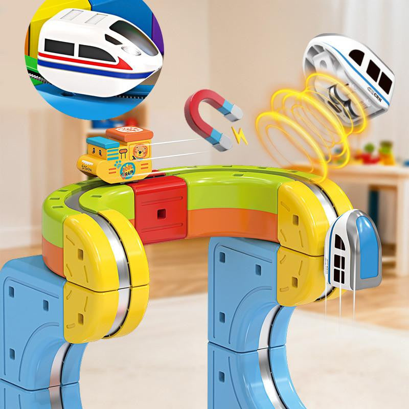 Magnetic Track Toy with Colorful Building Blocks
