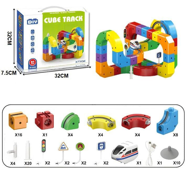Magnetic Track Toy with Colorful Building Blocks