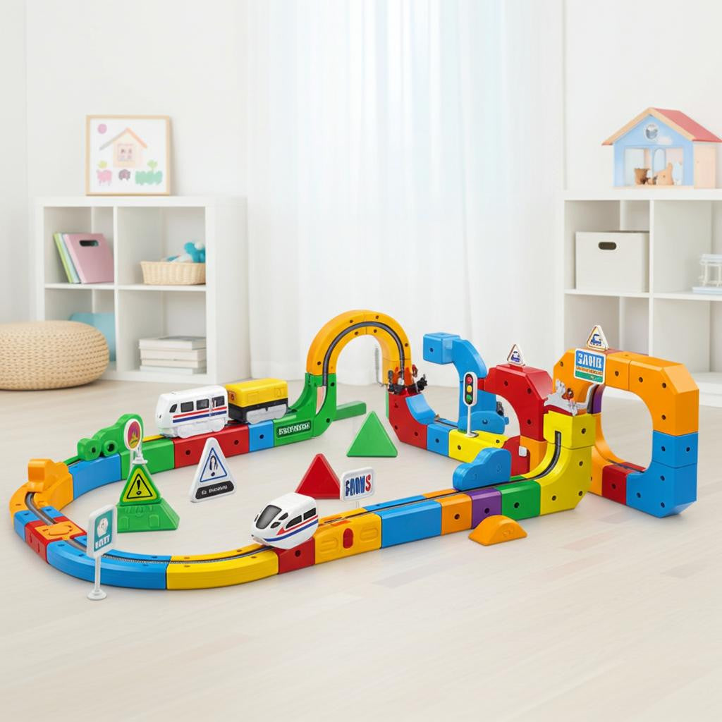 Magnetic Track Toy with Colorful Building Blocks