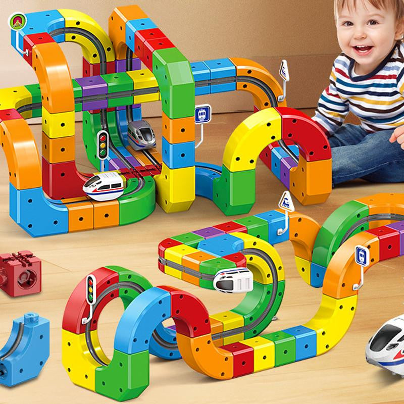 Magnetic Track Toy with Colorful Building Blocks