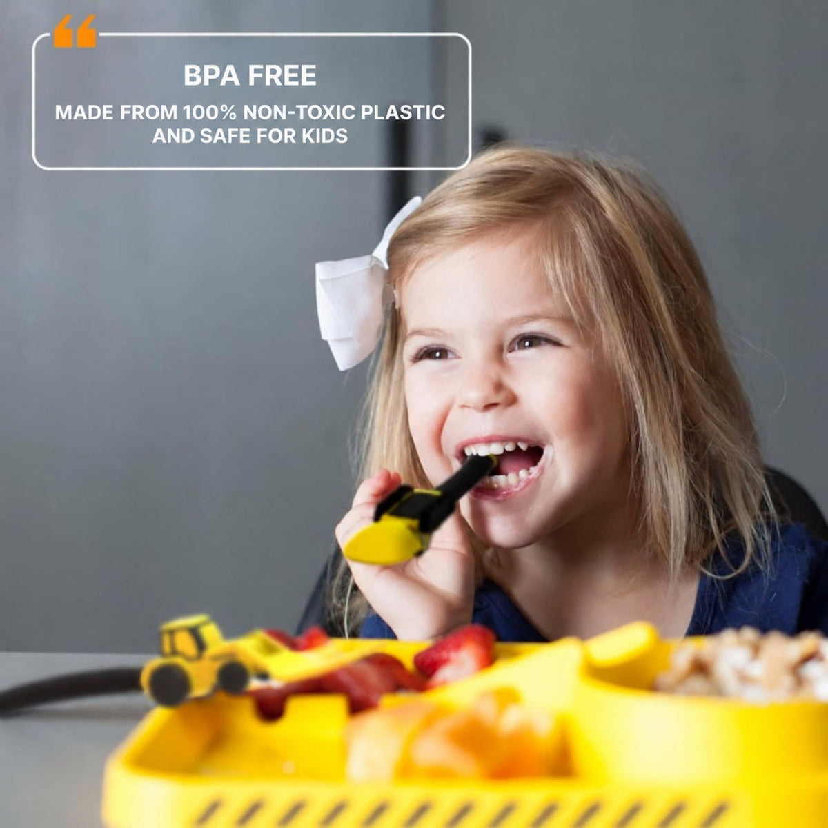 Construction Vehicle Cutlery Set with Plate for Kids