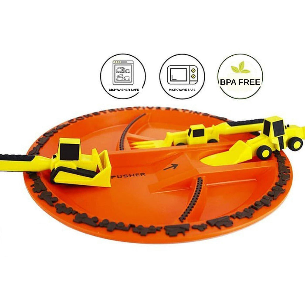 Construction Vehicle Cutlery Set with Plate for Kids