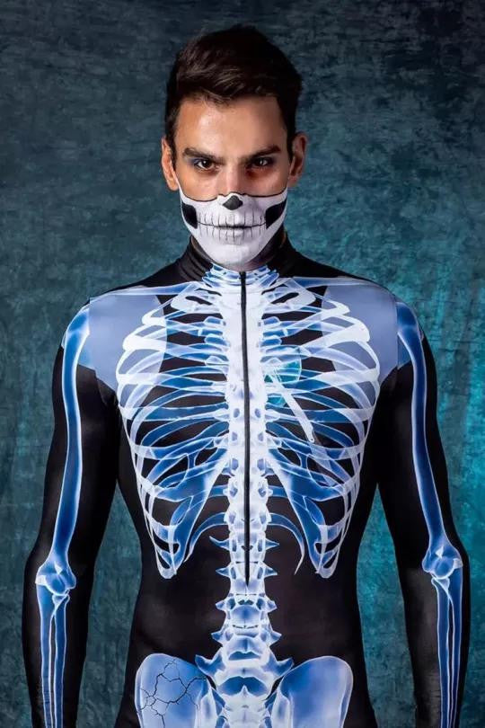 Skeleton Bodysuit Costume with X-Ray Print Design