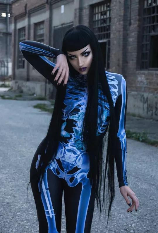 Skeleton Bodysuit Costume with X-Ray Print Design