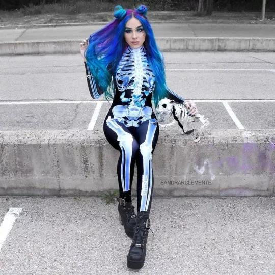 Skeleton Bodysuit Costume with X-Ray Print Design