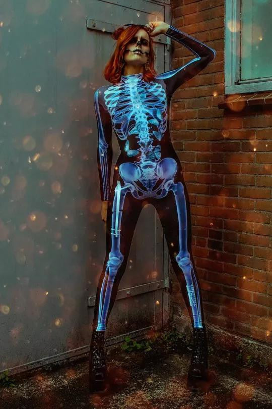 Skeleton Bodysuit Costume with X-Ray Print Design