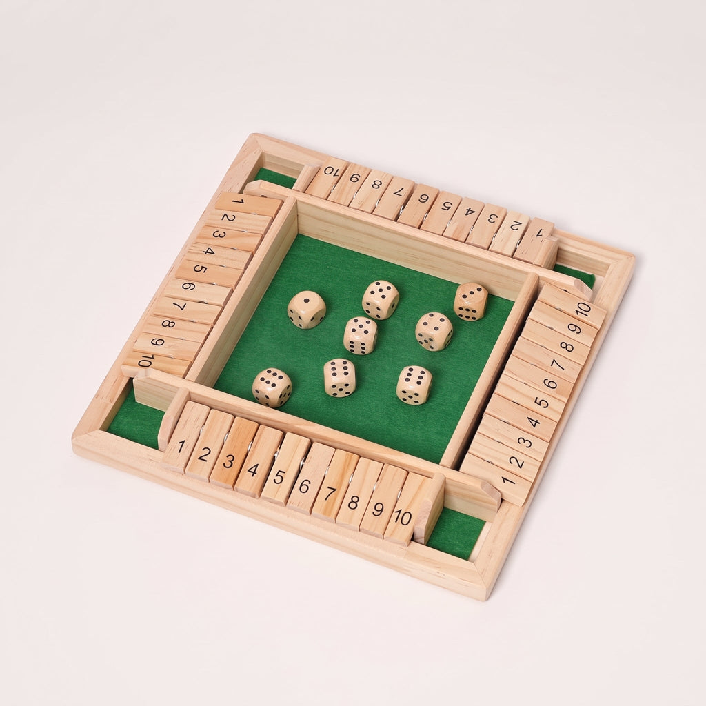 Dice Math Game with Wooden Board and Number Tiles