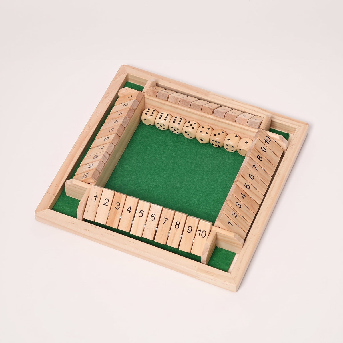 Dice Math Game with Wooden Board and Number Tiles